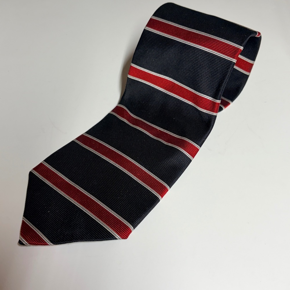 Brooks Brothers Makers Mens Silk Tie 56" Navy Red Striped Formal Office Work USA